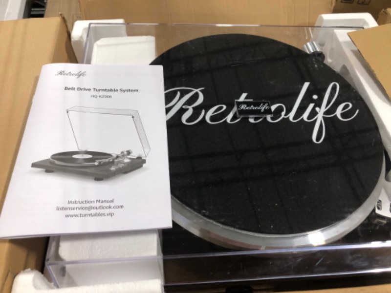 Photo 1 of Turntables Belt-Drive Record Player with Wireless Output Connectivity, Vinyl Player Support 33&45 RPM Speed Phono Line Output USB Digital to PC Recording with Advanced Magnetic Cartridge&Counterweight Bark Brown