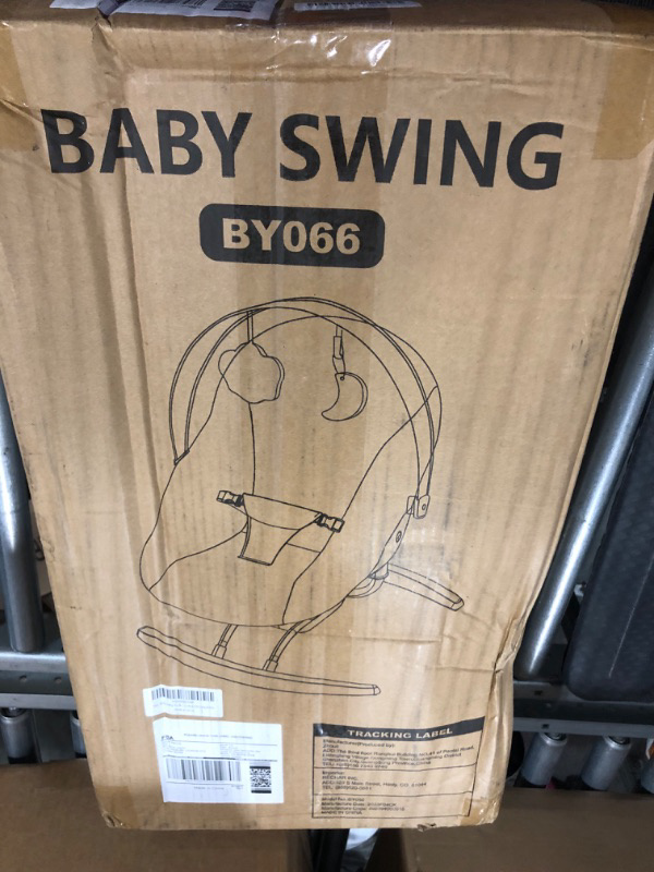 Photo 1 of kmaier Electric Baby Swing for Infants, Baby Rocker for Infants with 3 Speeds, 8 Lullabies, AC Adapter & Battery Operated, Indoor & Outdoor Use, Remote Control