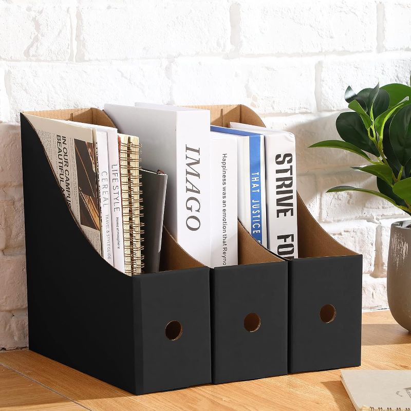 Photo 1 of 10 Pcs Magazine Holder Magazine File Holder Paper Folder Document Magazine Organizer Desk Magazine Storage Box Cardboard Book Bins for School Office Desk...
