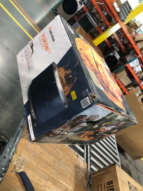 Photo 2 of *MINOR DENTS* Solo Stove Yukon 2.0 with Stand, Smokeless Fire Pit | Portable Wood Burning Fireplace with Removable Ash Pan, Large Outdoor Firepit, Stainless Steel, H: 19.8 in x Dia: 27 in, 43.9. lbs, Color: Water Water w/ Removable Ash Pan & Base Plate