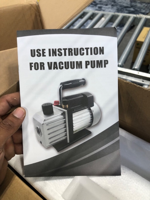 Photo 5 of P PBAUTOS 4CFM 1/3HP Single Stage Vacuum Pump and 4-Way Manifold Gauge Set for R410a, R22, R134A, R404A Refrigerants for HVAC A/C Refrigeration Recharging and Maintenance, Without Oil