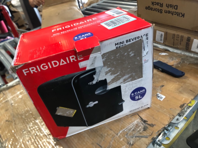 Photo 1 of Frigidaire EFMIS175-BLACK Portable Mini Fridge-Retro Extra Large 9-Can Travel Compact Refrigerator, Black BLACK Refrigerator
