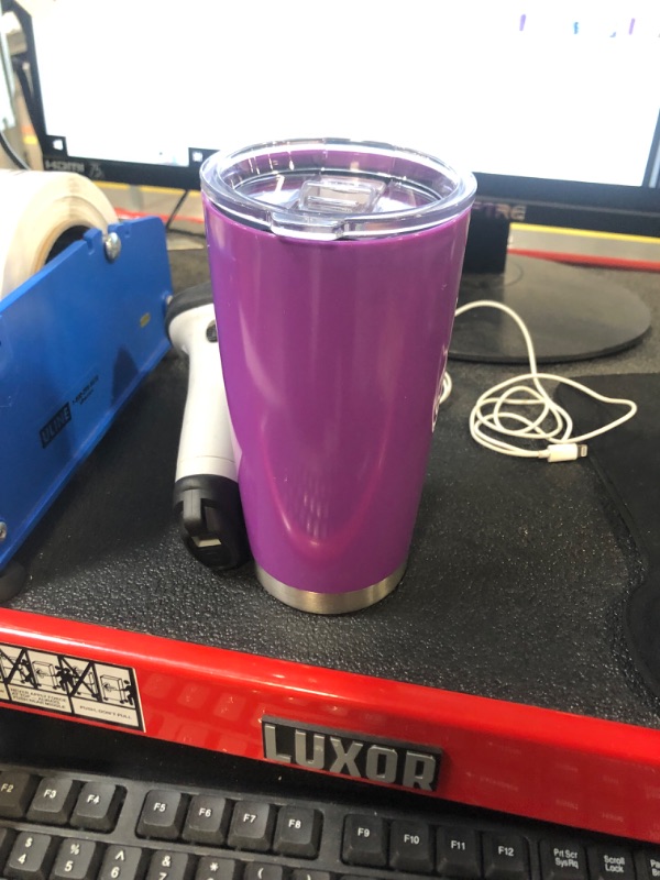 Photo 1 of 20oz Stainless Steel Tumbler Bulk with Lid, Double Wall Vacuum Insulated Travel Mug, Powder Coated Coffee Cup (Powder Purple, 1)