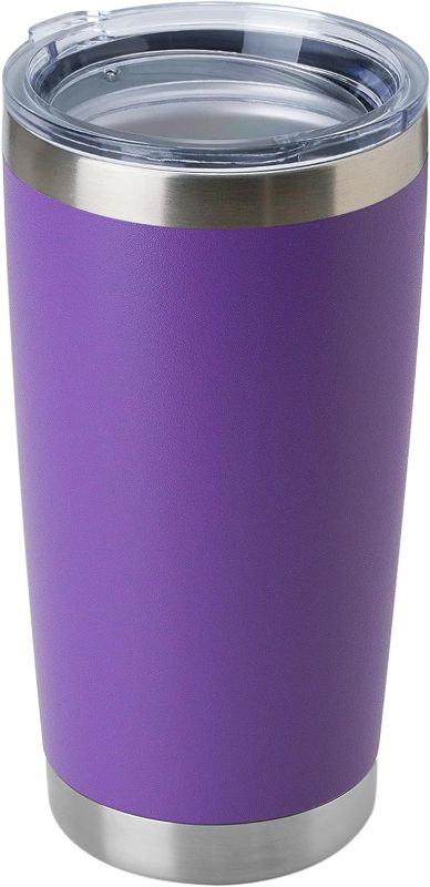 Photo 1 of 20oz Stainless Steel Tumbler Bulk with Lid, Double Wall Vacuum Insulated Travel Mug, Powder Coated Coffee Cup (Powder Purple, 1)