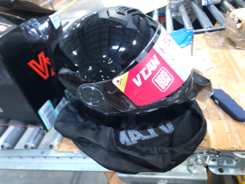 Photo 3 of VCAN VX28 Full Face Modular Flip-Up Motorcycle Helmet ECE & DOT Approved, Coolmax Cheek Pad & OTG Ready Gloss Black Small