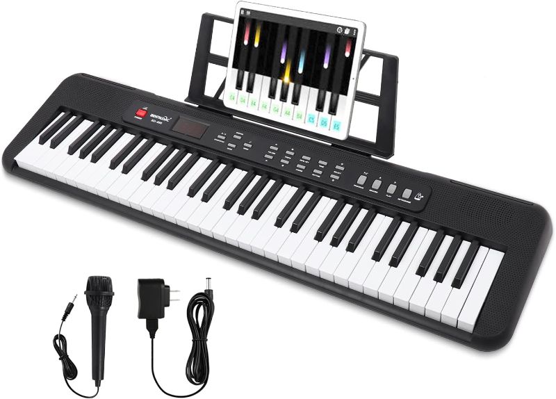 Photo 1 of 61 Key Keyboard Piano,2023 New Piano Keyboard, Electronic Digital Piano with Built-In two Speaker Microphone,One Sheet Stand, Portable Keyboard Gift for Beginners Learning - Black