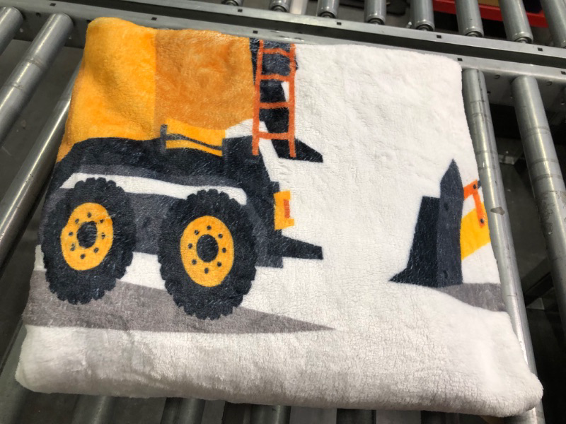 Photo 3 of  Yellow Construction Excavators, Tractors, Bulldozers, Trucks Blanket Travel Fleece Lightweight Super Soft Thin Warm Plush Siesta Throw for Bed Sofa Couch Home  