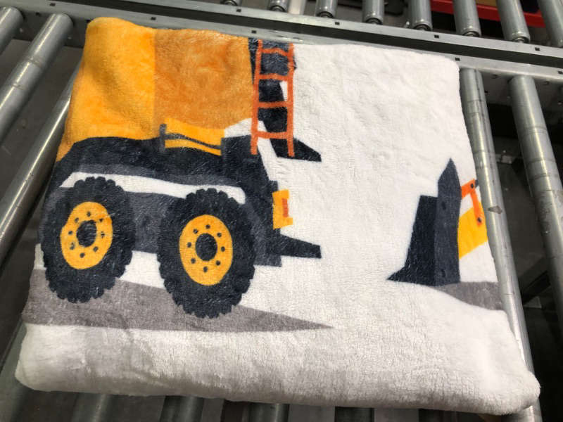 Photo 1 of  Yellow Construction Excavators, Tractors, Bulldozers, Trucks Blanket Travel Fleece Lightweight Super Soft Thin Warm Plush Siesta Throw for Bed Sofa Couch Home  