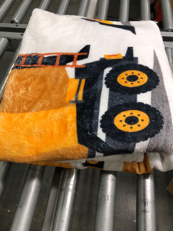 Photo 3 of  Yellow Construction Excavators, Tractors, Bulldozers, Trucks Blanket Travel Fleece Lightweight Super Soft Thin Warm Plush Siesta Throw for Bed Sofa Couch Home  