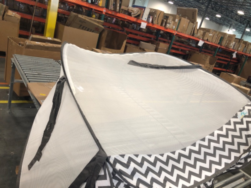 Photo 5 of KinderSense® - Baby Safety Crib Tent - Premium Toddler Crib Topper to Keep Baby from Climbing Out - See Through Mesh Crib Net - Mosquito Net - Pop-Up Crib Tent Canopy to Keep Infant in (Grey Chevron)