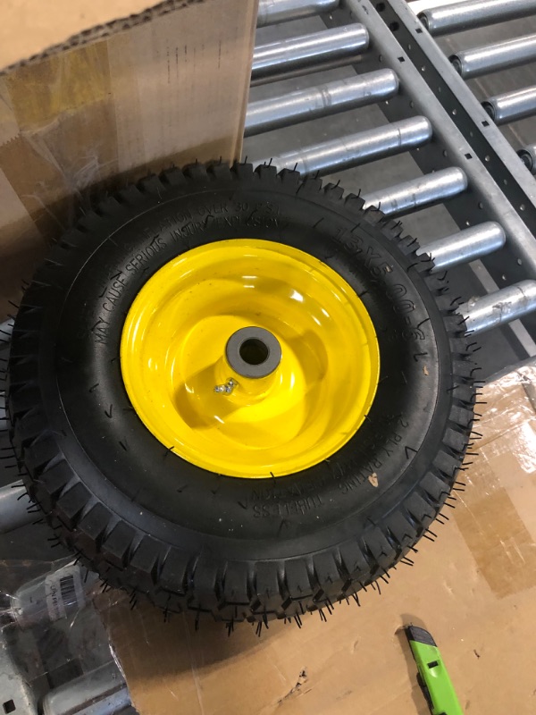 Photo 4 of 13x5.00-6 Tire and Wheel Assembly (2-Pack), Tubeless Lawn Mower Tire with Rim, with 3/4” Bushings and 3” Centered Hub Length
