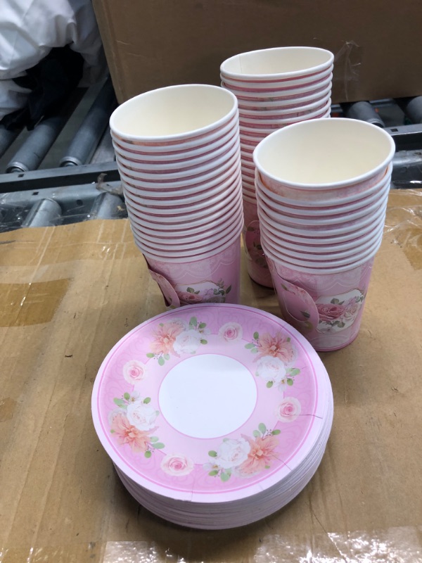 Photo 1 of 84 count  Decor Supplies Babydoll Accessory Party Supplies  Disposable Plates Easter Dinnerware Plates for Party Paper Trays Disposable Paper Cutlery