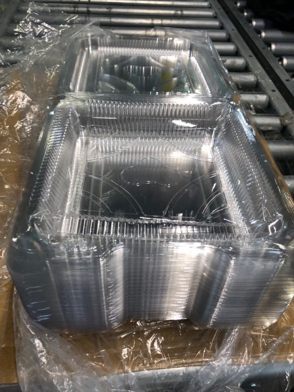 Photo 3 of 100 Pcs Clear Plastic Hinged Take Out Containers Disposable Clamshell Food Cake Containers with Lids 5.3 x 4.7 x 2.8 inch for Dessert, Cakes, Cookies, Salads, Pasta, Sandwiches 