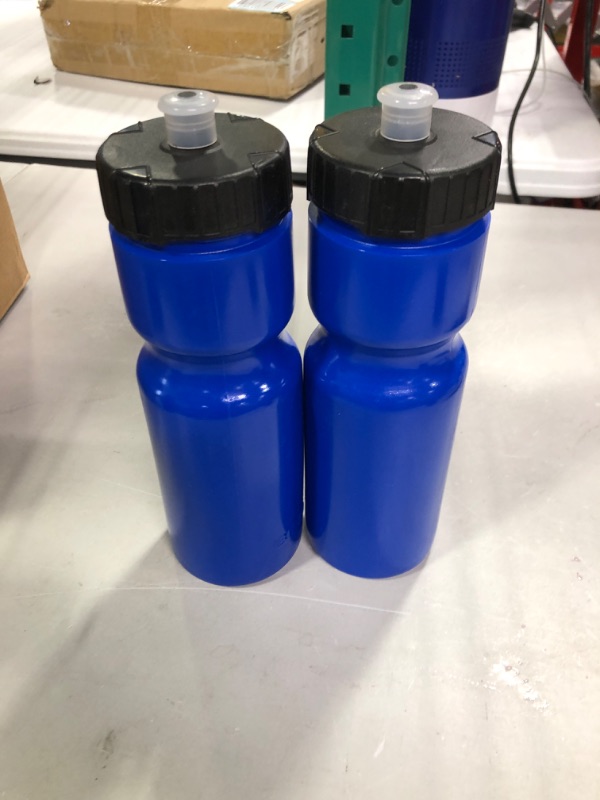Photo 3 of 50 Strong Sports Squeeze Water Bottle 2 Pack – 22 oz. BPA Free Easy Open Push/Pull Cap – USA Made (Blue/Black)