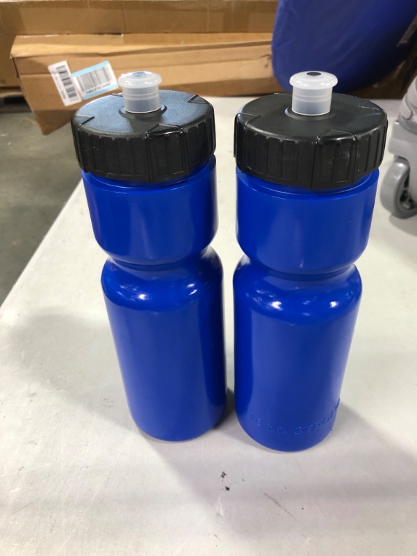 Photo 3 of 50 Strong Sports Squeeze Water Bottle 2 Pack – 22 oz. BPA Free Easy Open Push/Pull Cap – USA Made (Blue/Black)