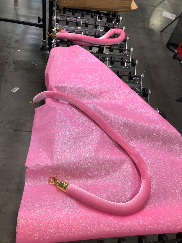 Photo 3 of 2Pieces Pink Velvet Stanchion Rope 5 Feet Velvet Ropes with Gold Clasps Pink Carpet Runner for Party Wedding Movie Theaters Hotels Grand Openings Crowd Control Barrier Supplies