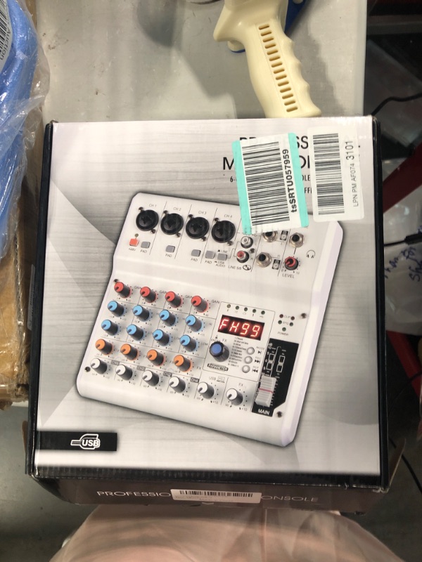 Photo 1 of 6-Channel Audio Mixer with 99 Sound Effects for PC,Portable Sound Mixing Console with Bluetooth USB Recording Input for Live Streaming,Podcasting,DJ Show MI3512