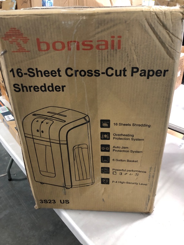 Photo 2 of Bonsaii 16 Sheet Paper Shredder for Office, 60-Minute Cross-Cut Heavy Duty Shredders Also Shreds CDs/Credit Card, Commercial Shredder with 6 Gal Pullout Basket, Jam Proof & 4 Casters, Black (3S23) 1 6 Sheet-60Mins