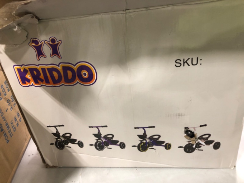 Photo 1 of KRIDDO Kids Tricycles Age 24 Month to 4 Years, Trike for 2.5 to 5 Year Old, Gift Tricycles for 2-4 Year Olds, Trikes for Toddlers, Violet