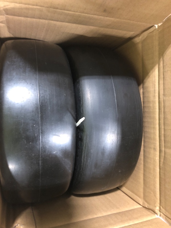 Photo 3 of 2 PCS 11x4.00-5" Flat Free Lawn Mower Tire on Wheel, 3/4" or 5/8" Bushing, 3.4"-4"-4.5 -5" Centered Hub, Universal Fit Smooth Tread Tire for Zero Turn Lawn Mowers, with Universal Adapter Kit