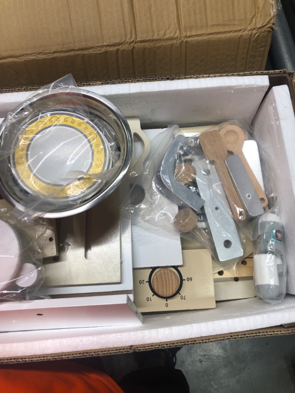 Photo 1 of HILIROOM HILIROOM Wooden Kitchen Set for Kids, Play Kitchen with Toy Kitchen Accessories, Included Cookware Pots and Pans, Cooking Utensils, Pretend Kitchen Playset for Aged 3+ Boys/Girls
LOOKS LIKE ALL ITEMS ACCOUNTED FOR. 
