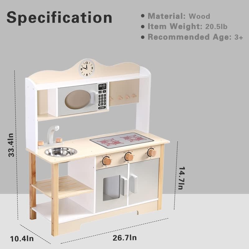 Photo 1 of HILIROOM HILIROOM Wooden Kitchen Set for Kids, Play Kitchen with Toy Kitchen Accessories, Included Cookware Pots and Pans, Cooking Utensils, Pretend Kitchen Playset for Aged 3+ Boys/Girls
LOOKS LIKE ALL ITEMS ACCOUNTED FOR. 