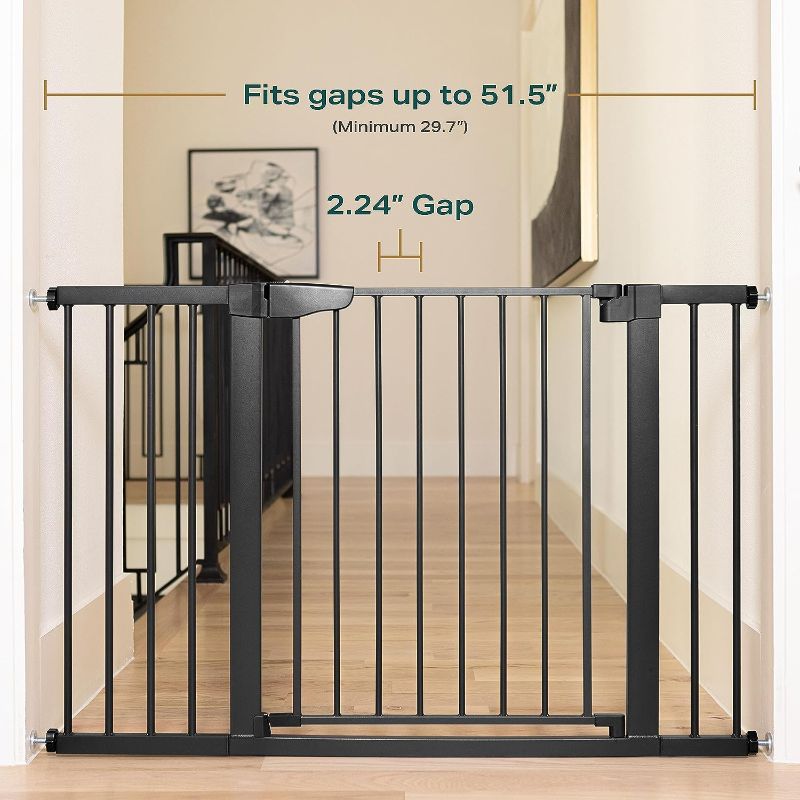 Photo 1 of Mom's Choice Awards Winner-Cumbor 29.5"-51.5" Baby Gate Extra Wide, Easy Walk Thru Dog Gate for The House, Auto Close Safety Pet Gates for Stairs, Doorways, Child Gate Includes 4 Wall Cups, Black