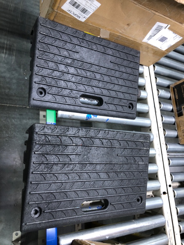 Photo 1 of 4" Inch Driveway Curb Ramp, Heavy Duty Rubber Ramps Perfect for Sidewalk, Low Cars, Curb Ramps for Motorhome, Truck, Shed Ramps, Pets & Wheelchair Threshold Ramp (4" Pack of 2)