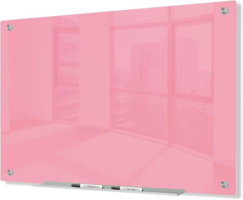 Photo 1 of PINK COLOR.
FACTORY SEALED.

R&G Magnetic Glass Whiteboard,36"×24" (3'x 2'),Glass Dry Erase Board,Frameless Surface,  36"x24" 