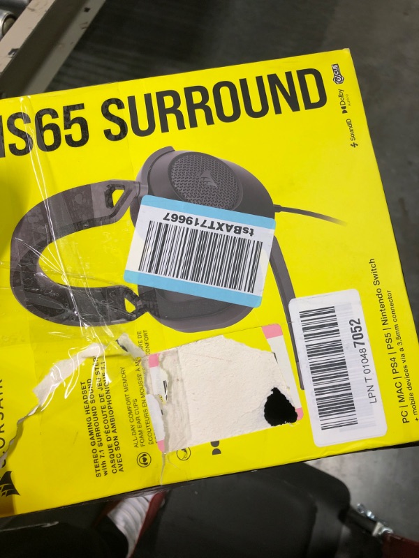 Photo 3 of Corsair HS65 SURROUND Gaming Headset (Leatherette Memory Foam Ear Pads, Dolby Audio 7.1 Surround Sound on PC and Mac, SonarWorks SoundID Technology, Multi-Platform Compatibility) Carbon HS65 Surround Carbon