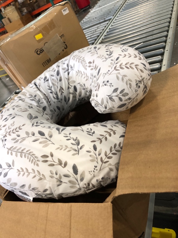 Photo 1 of Boppy Nursing Pillow and Positioner—Original | Gray Taupe Watercolor Leaves | Breastfeeding, Bottle Feeding, Baby Support | with Removable Cotton Blend Cover | Awake-Time Support