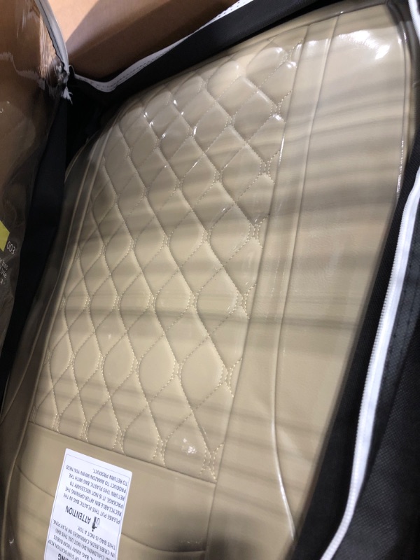 Photo 2 of Black Panther Full Set Car Seat Covers, Luxury Car Seat Protectors Universal Anti-Slip Seat Cover for 5-Seater Models, Diamond Pattern (Beige) A- Full Set - Beige