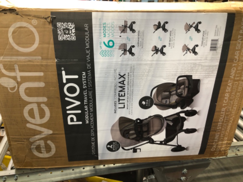 Photo 1 of Evenflo Pivot Modular Travel System With SafeMax Car Seat, 2 Piece Set (Pack of 1 Only Travel System Sandstone Beige