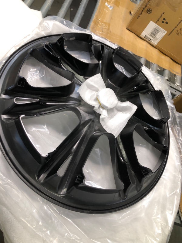 Photo 2 of Model Y Wheel Covers 19 inch for 2019-2023 Tesla Model Y Hubcaps - Set of 4 Replacement Hub Caps - Enhanced Protection and Stylish Design - Glossy Black Finish Black 19" Wraparound Series