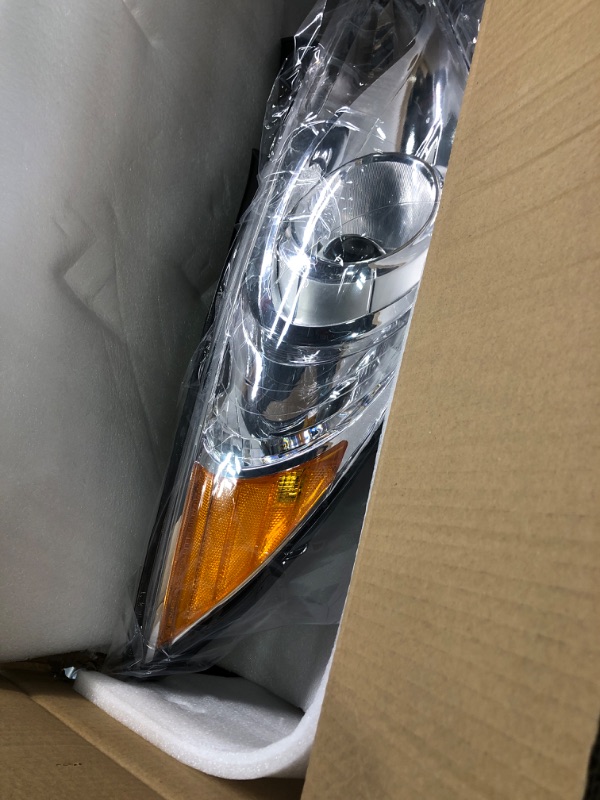 Photo 2 of Auto Dynasty Factory Style Projector Headlight Lamps Compatible with Sonata (Excludes Hybrid) 2011-2014, Driver and Passenger Side, Chrome Housing Amber Corner Chrome/ Amber