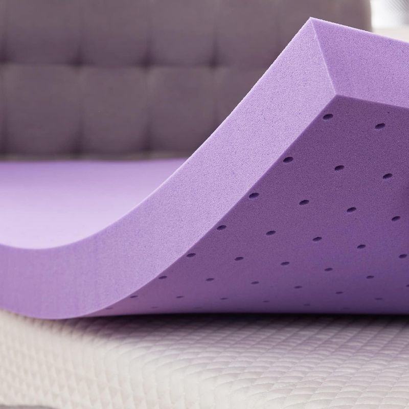 Photo 1 of 3 Inch Gel Memory Foam Mattress Topper Ventilated Soft Mattress Pad, Bed Topper, CertiPUR-US Certified, Queen Size, Purple