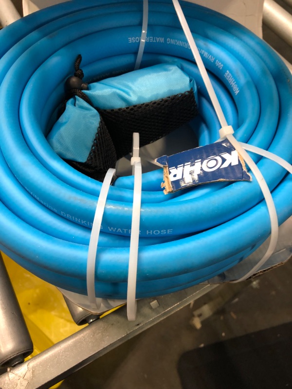 Photo 3 of Kohree 50FT RV Water Hose with Storage Bag, 5/8" Drinking Water Hose with Abrasion-Resistant Cover and Ergonomic Grip Aluminum Fittings, Leak Free, No Kink, Heavy Duty, Flexible for Camper Garden RV Water Hose Blue 50FT with Storage Bag