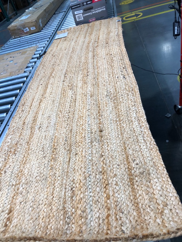 Photo 1 of  HANDICRAFTS Natural Look Rug,Hand Woven Jute Braided Rug, 2'x3' Natural Colour Door Mat Entryway Rug, Reversible Rugs for Living Room,Jute Burlap Braided Rag, Kitchen, Bedroom - 2.7x9.6ft