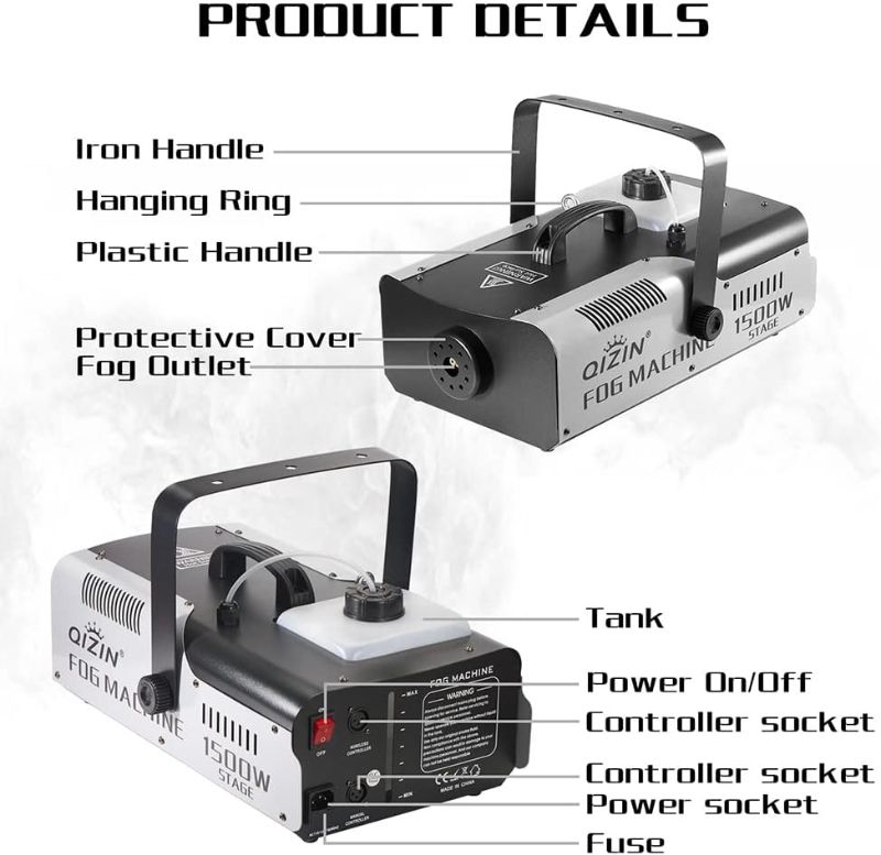 Photo 4 of Fog Machine 1500 Watt with 2 Sets of Controllers, Professional Stage Smoke Machine for DJ Halloween Parties Wedding Christmas