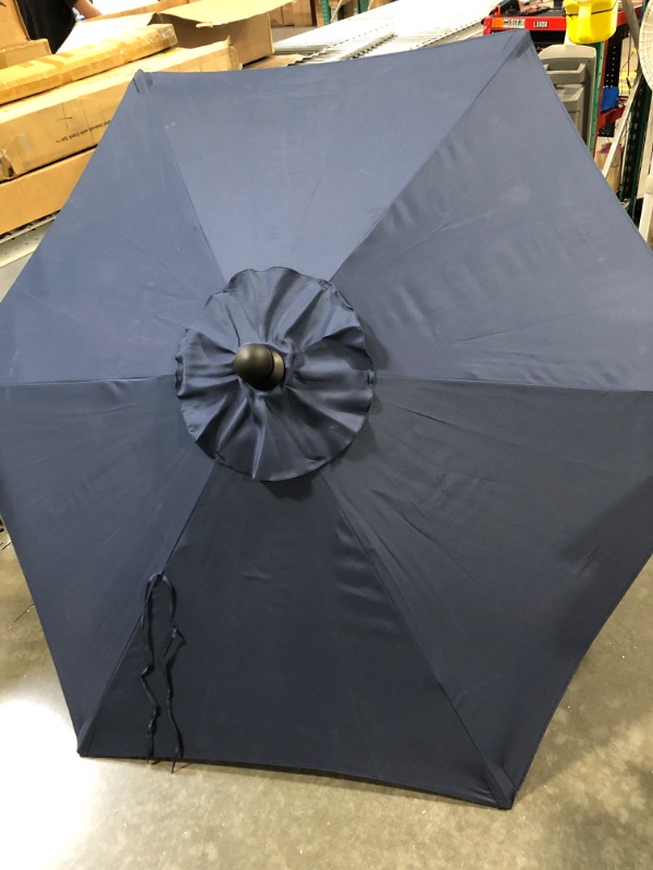 Photo 4 of 6.5' Patio Umbrella Outdoor Table Market Umbrella with Push Button Tilt/Crank, 6 Ribs (Navy Blue)