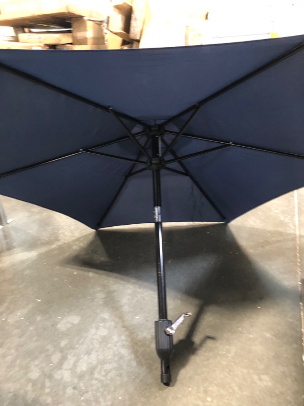 Photo 1 of 6.5' Patio Umbrella Outdoor Table Market Umbrella with Push Button Tilt/Crank, 6 Ribs (Navy Blue)