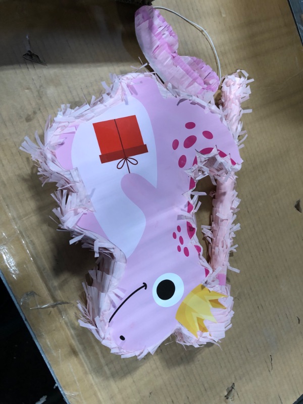 Photo 3 of Dinosaur Pinata with a Blindfold and Pinata Stick Cute Dino Pinata for Kids Boys Girls Birthday Party Baby Shower Animal Dinosaur Theme Party Supplies Decorations (Pink)