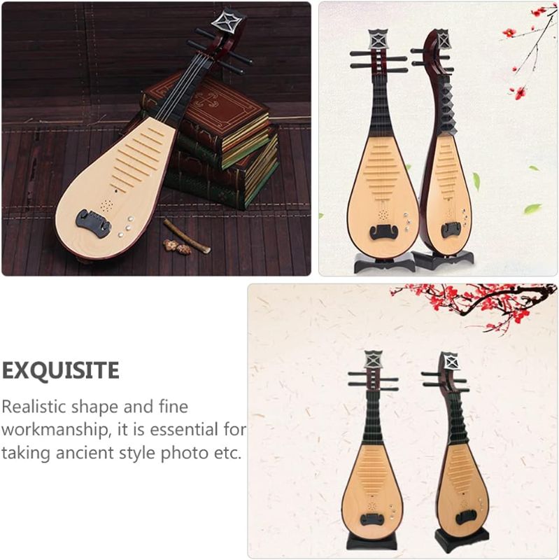 Photo 1 of Amosfun Chinese Lute Model Vintage Style Pipa Chinese Guitar Model Instrument Prop Traditional Natio