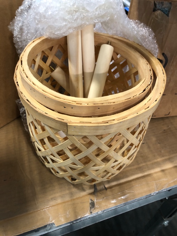 Photo 1 of RISEON Set of 2 Handmade Mid Century Modern Planter, Rustic Indoor Rattan Basket Flower Pot Plant Stand ,Large Floor Planter (Small & Medium)