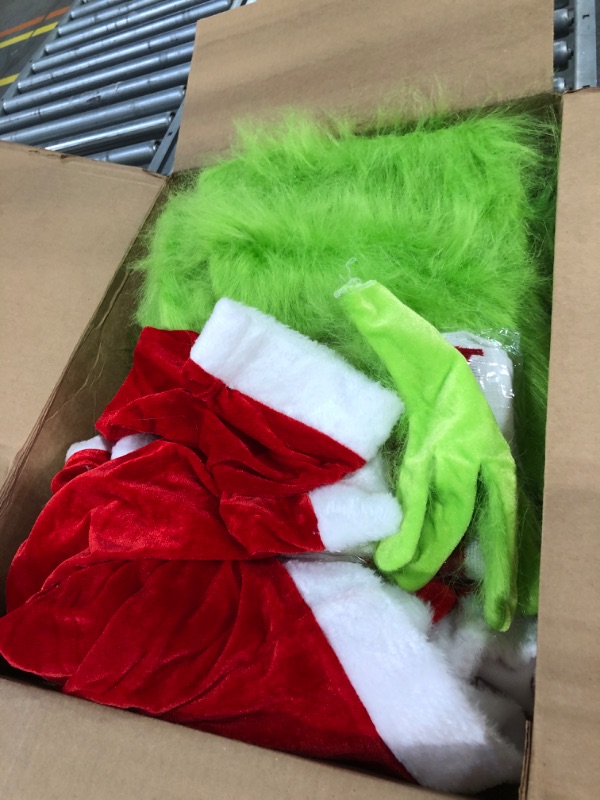 Photo 2 of Afoxsos Christmas Green Monster Costume - 7PCS Adult Santa Suit Set Santa Claus Outfit (Including Mask) 3X-Large Furry