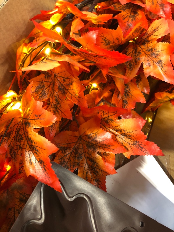 Photo 3 of 6FT 130 LED Lighted Maple Tree - Thanksgiving Decor Artificial Fall Tree with 13 Branches, 13 Acorns 260 Leaves, Remote 8 Flashing Modes, Timing, DC 5V Safe for Outdoor Wedding Party Autumn Decor… 6FT 130LED