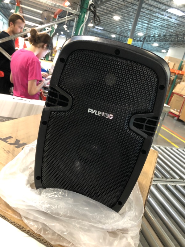 Photo 2 of Powered PA Speaker System Active & Passive Bluetooth Loudspeakers Kit with 8 Inch Speakers, Wired Microphone, MP3/USB/SD/AUX Readers, Speaker Stands,Remote Control - Pyle PPHP849KT Black 8 in 2 Speaker Loudspeakers Kit