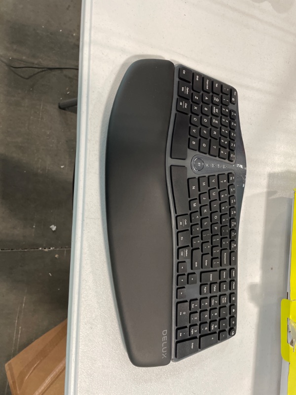 Photo 1 of Wireless Ergonomic Split Keyboard with Cushioned Palm Rest Against Carpal Tunnel, DELUX [Standard Ergo] Keyboard Series, Multi-Device Connection, Compatible with Windows, Mac OS (GM901D-White)