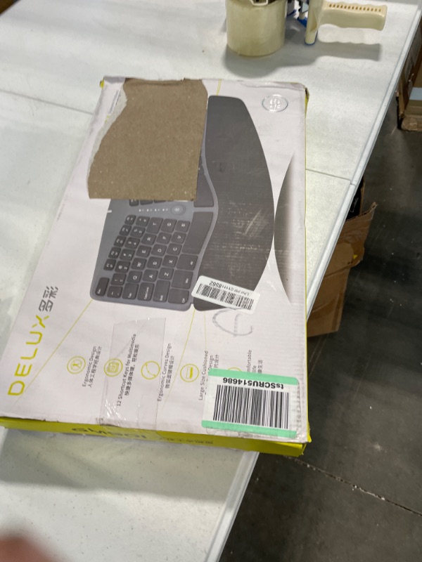 Photo 2 of Wireless Ergonomic Split Keyboard with Cushioned Palm Rest Against Carpal Tunnel, DELUX [Standard Ergo] Keyboard Series, Multi-Device Connection, Compatible with Windows, Mac OS (GM901D-White)