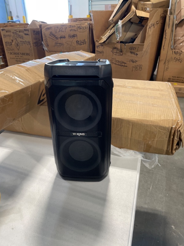 Photo 2 of W-KING 100W Bluetooth Speakers V5.3PX6 Waterproof Portable Loud Speaker with Deep Bass/110dB Huge Sound/DSP, Karaoke Outdoor Boombox with Lights/Mic & Guitar Port/Echo/USB Port/EQ/Adapter Included